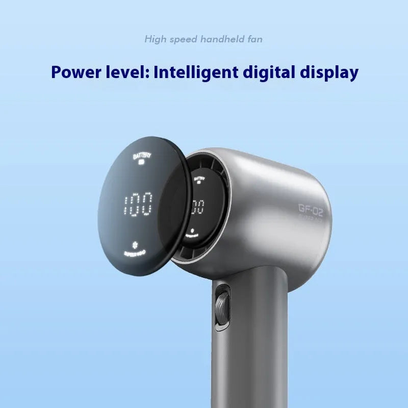 Handheld fan in Diamond White with Turbo function and lithium battery, portable design