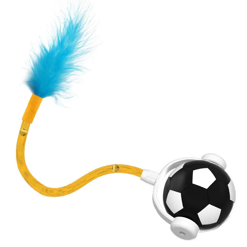 Bite-resistant electric cat teasing self-hi interactive pet jumping ball in blue and white, 7x7x5.2cm