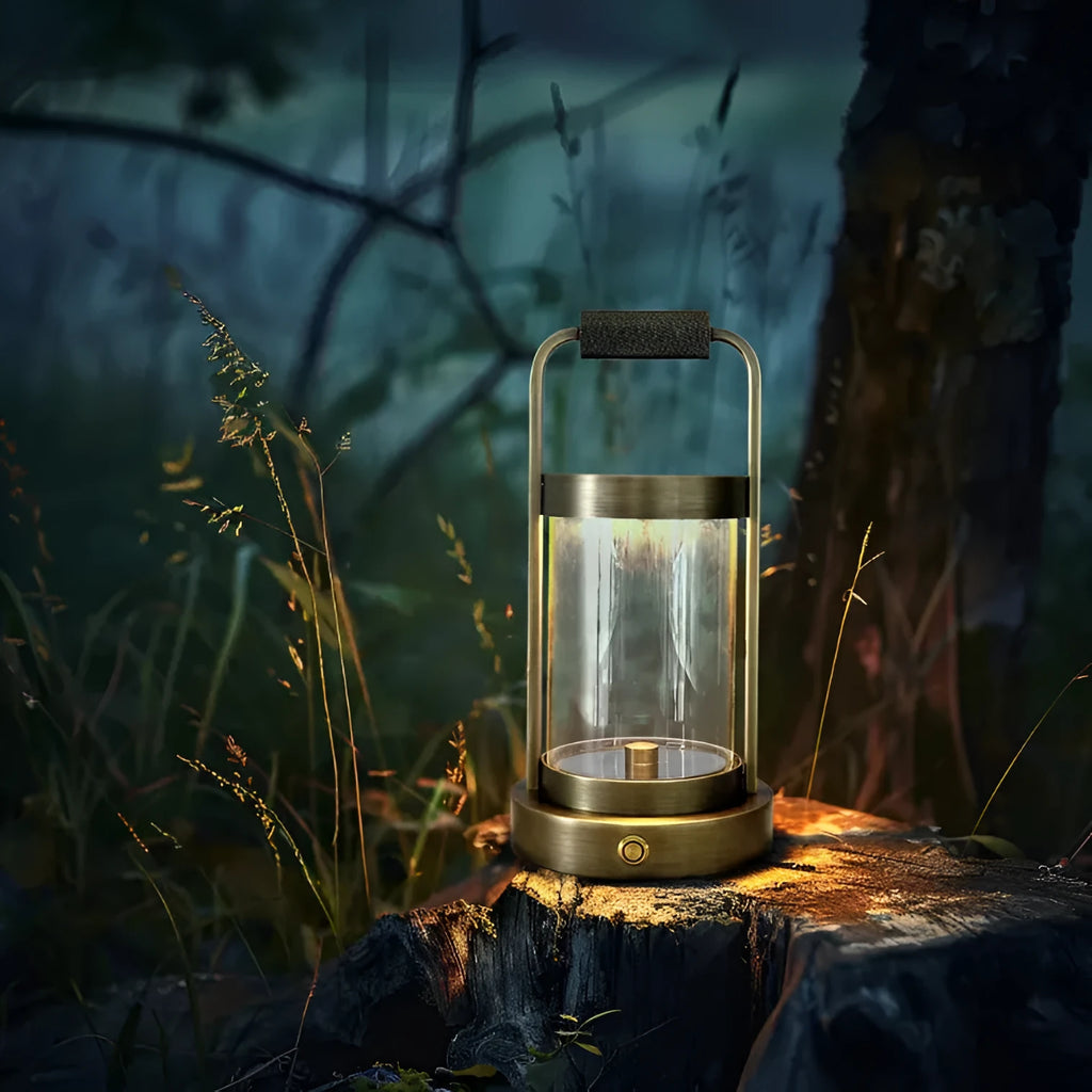 Antique Brass alloy desk lamp with 2W LED, 3000K light, 5200mAh battery, Type-C charging and three-step switch