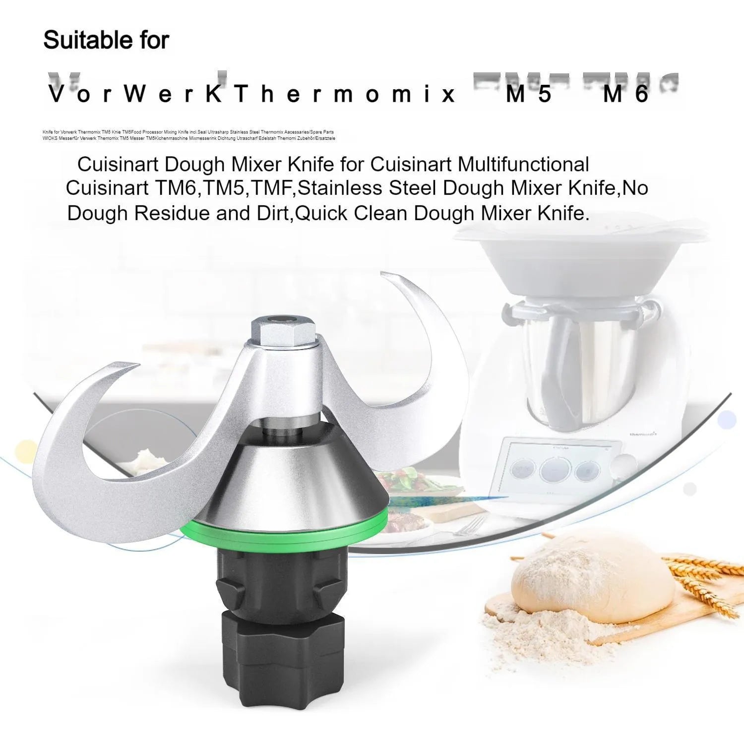 Thermomix dough knife stainless steel blade ceramic tm5to6 specification