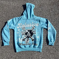 Orange loose-fit pullover sweatshirt with personalised letter print on the front, featuring a pocket and hood.