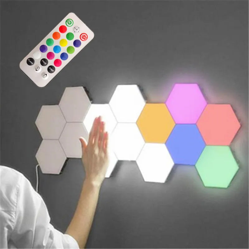 Hexagon quantum wall lamp with plastic shade, G4 holder, 103 x 90 x 30 mm, modular 1 3 6 10 lamp options
