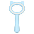 Blue and white double-sided pet grooming brush with deshedding teeth and massage comb
