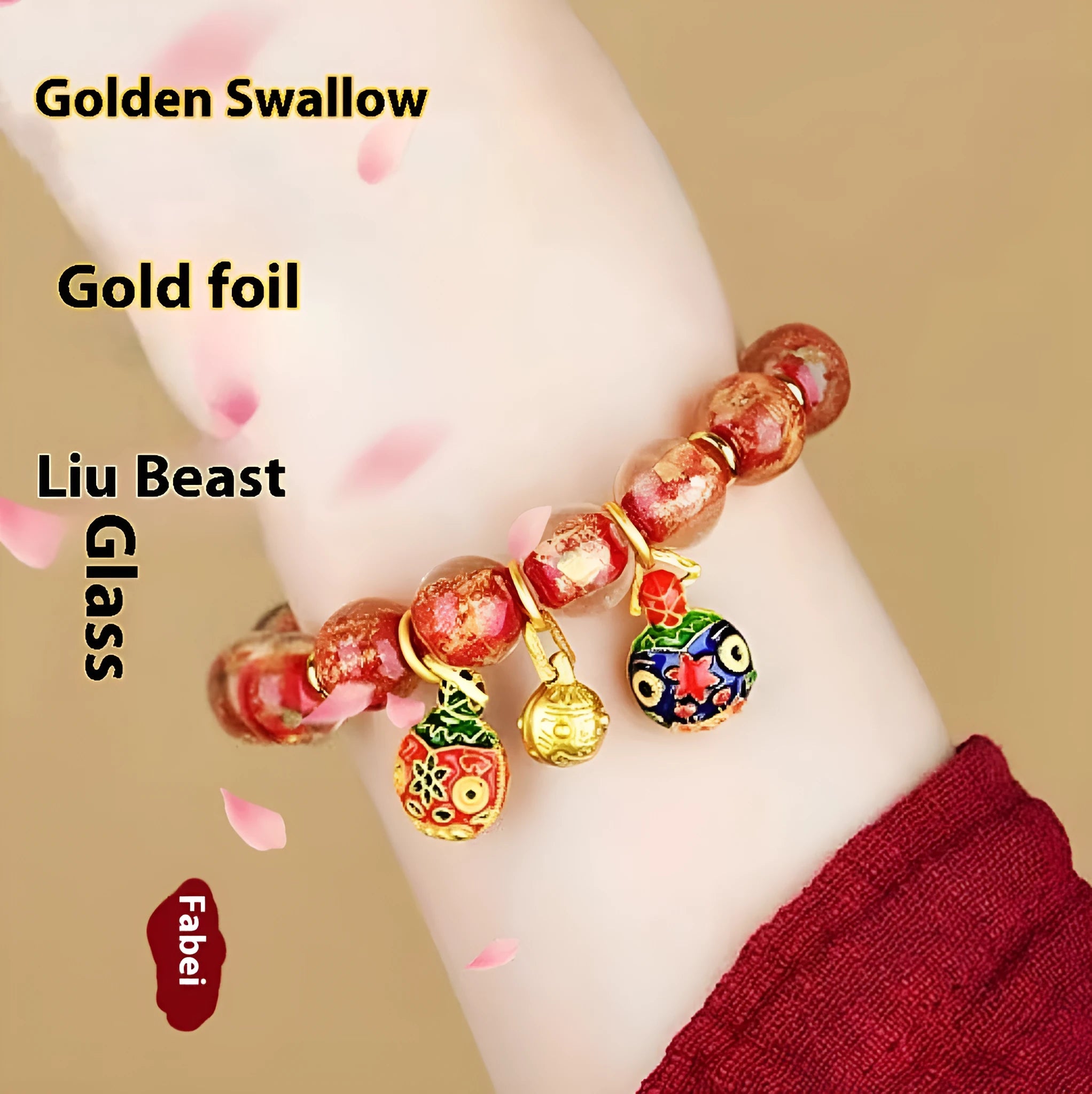 Unisex glass bracelet with geometric shapes and auspicious patterns in court style design