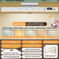 Magnetic rechargeable table lamp with long strip light bar, touch remote control, and built-in lithium battery for dormitory study use.