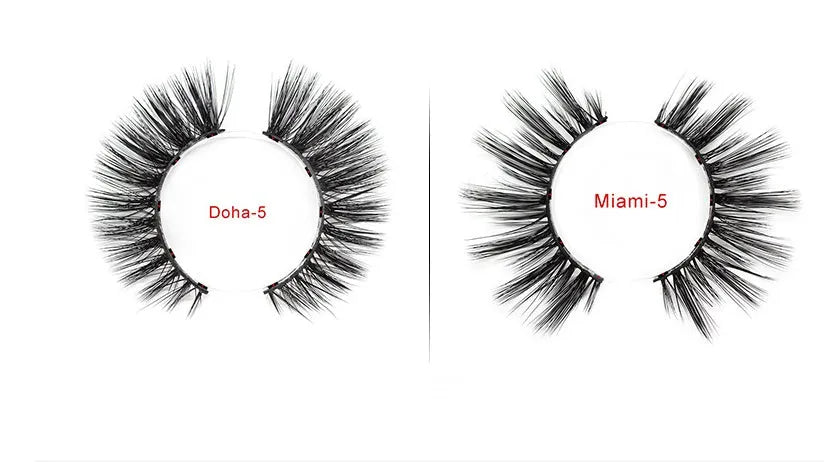 Magnetic eyeliner and false eyelash set with 5 pairs faux mink lashes, applicator tweezers, and storage case with mirror