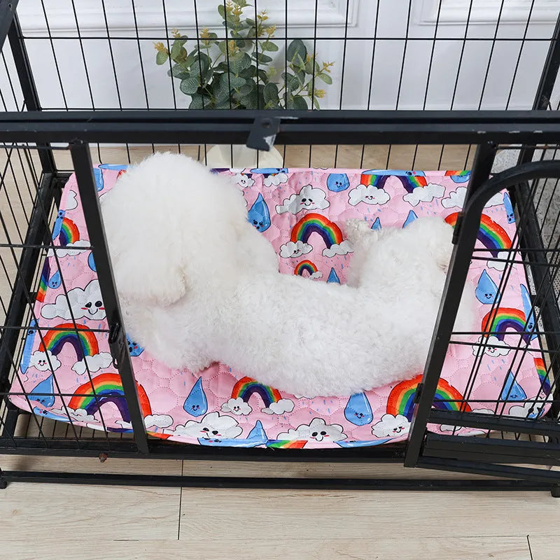 Reusable washable pet urine pad with colourful animal print and waterproof backing