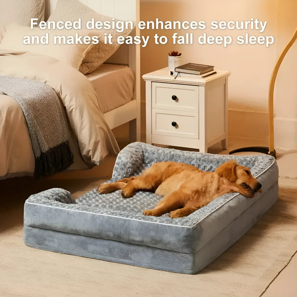 Waterproof removable cover dog kennel in light grey, shown in a large size for big breed dogs.