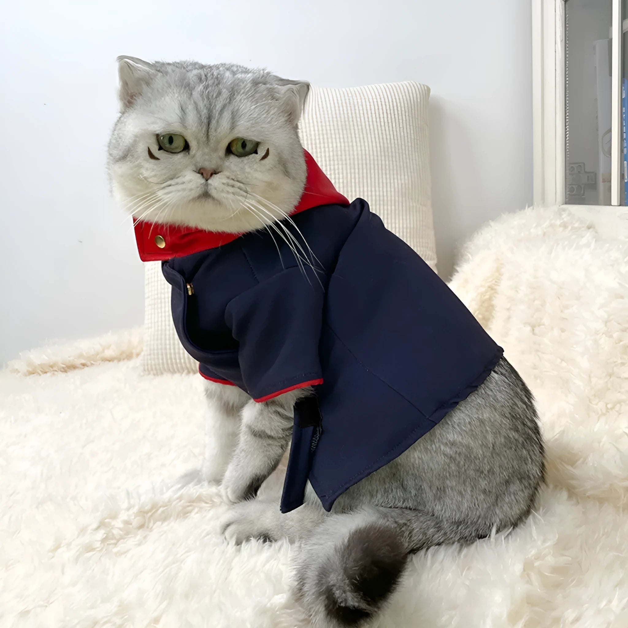 Cat and dog hoodie photo prop in tiger staff yuren colour, small and medium sizes.