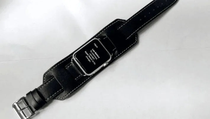 Leather watch strap belt in red, blue, black or brown, 38mm and 42mm width options for men and women