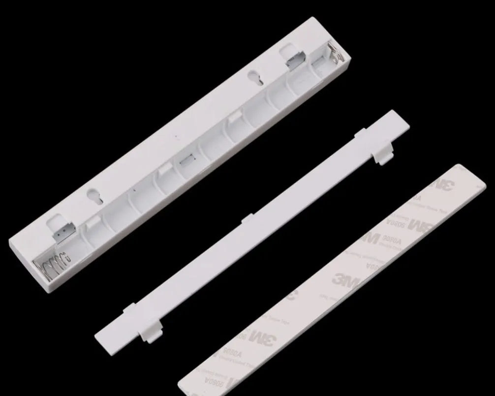 Aluminium magnetic LED closet light strip with motion sensor, shown in cold white and warm white.