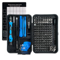 170-in-1 CRV steel screwdriver set with insulated nickel-plated blades, 4mm cutter head, and 28mm cutter bar, shown in black and blue.
