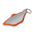 Mountain bike disc brake linings replacement pads in black and orange with adjustment flap