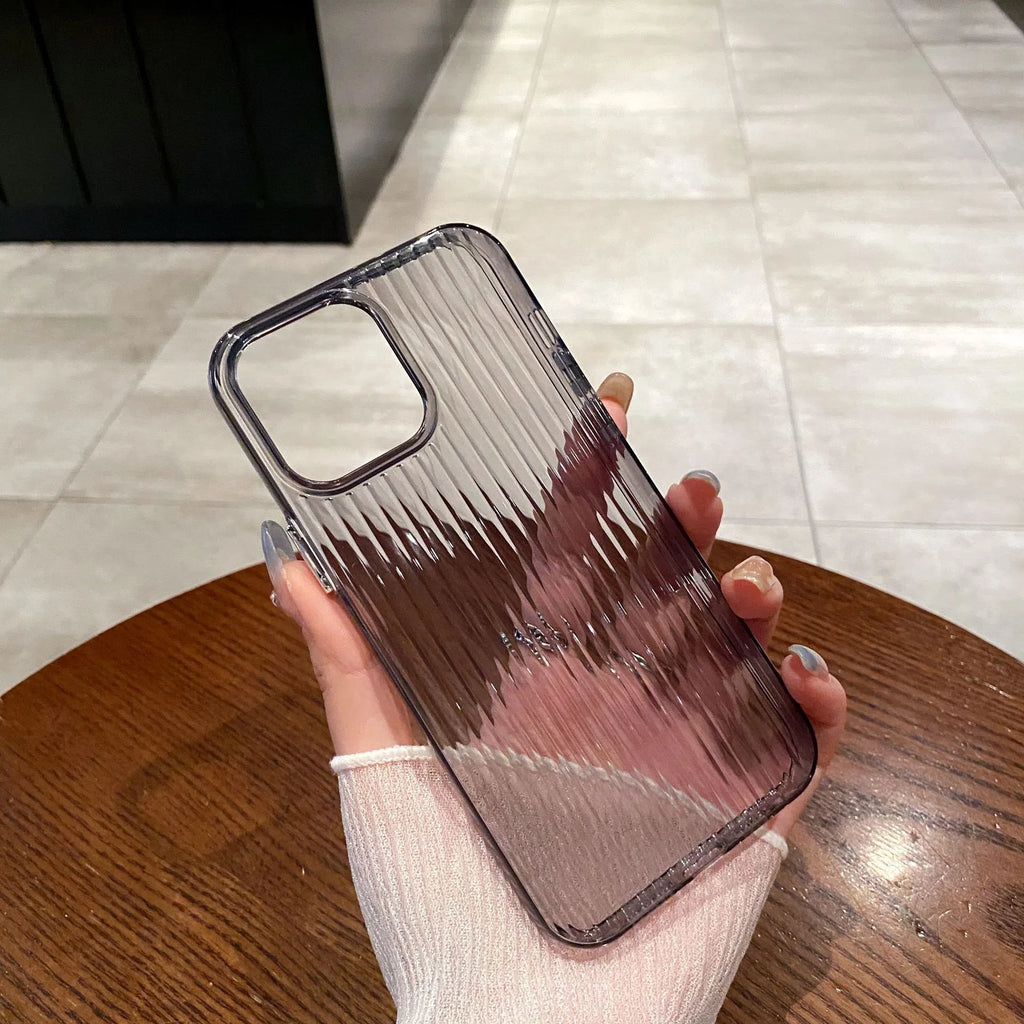 Ripple transparent soft phone case with clear corrugated pattern on an iPhone