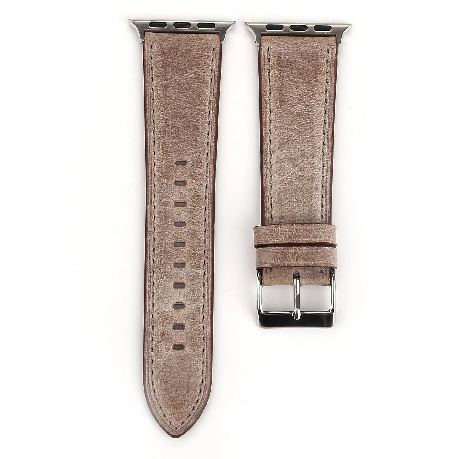 Genuine leather strap with folding buckle in multiple colours including blue, brown, and pink.