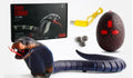 Remote control snake toy with black and grey cobra pattern, showing crawling movement and twelve-button remote control