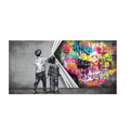 Children's graffiti wall art canvas abstract modern frameless print in unique shape for kids room