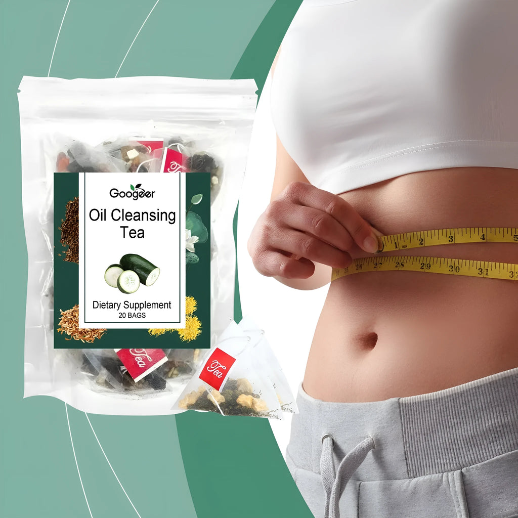 Pack of Googeer oil cleansing herbal tea body treatment with 20 individual tea bags.