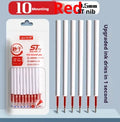 Bullet pen refill cartridges in black, red, blue, and ink blue colours showing plastic construction