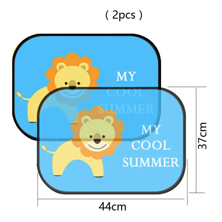Electrostatic adsorption car sunshade pair with animal designs for side window sun protection