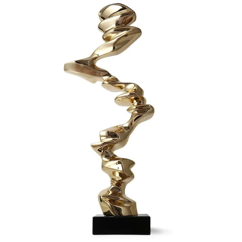 Minimalist abstract plastic and resin ornament in bright gold, silver, or blue for home and hotel decoration.