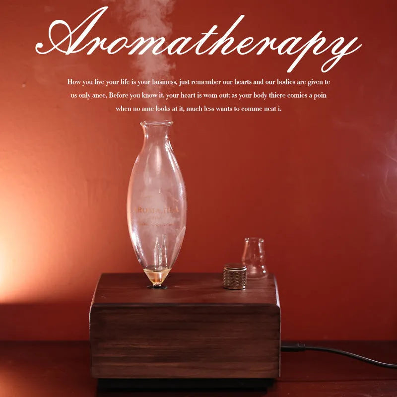 Glass column smart waterless aroma diffuser with ambience light, plug-in, button operation, 0.5L reservoir