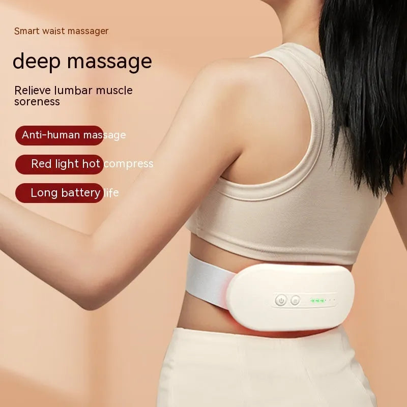Abdominal massage instrument home waist massager belt with 3 gears and 3 temperature settings in milky white, pink or lavender purple