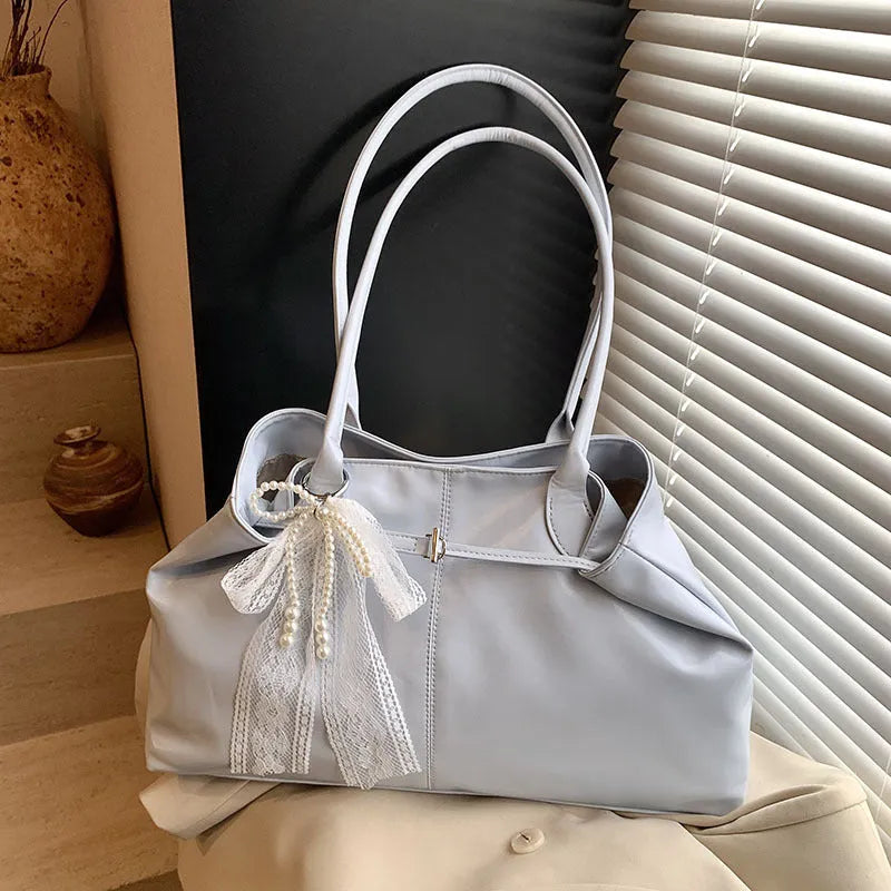 Large capacity commuter tote shoulder bag in PU with double shoulder straps, available in multiple colours