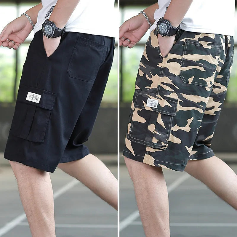 Men's loose Korean style trousers with a gradient giraffe pattern in camouflage colour