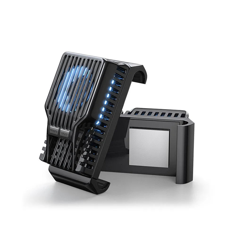 Mobile phone radiator cooling unit with clip for 4-7 inch devices in black aluminium alloy ceramic construction