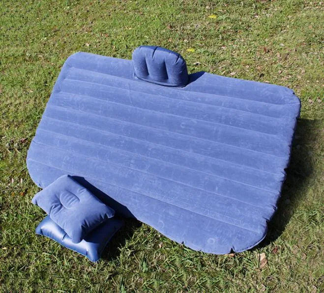 Ultra-thickened flocking cloth car inflatable bed with two pillows and storage bag