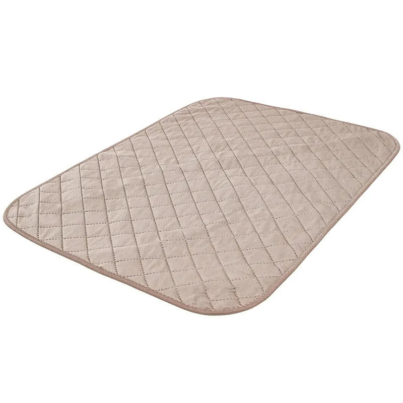 Bamboo fibre dog training pad in green or beige, moisture-proof pet mat for fixed-point training, sizes S M L.