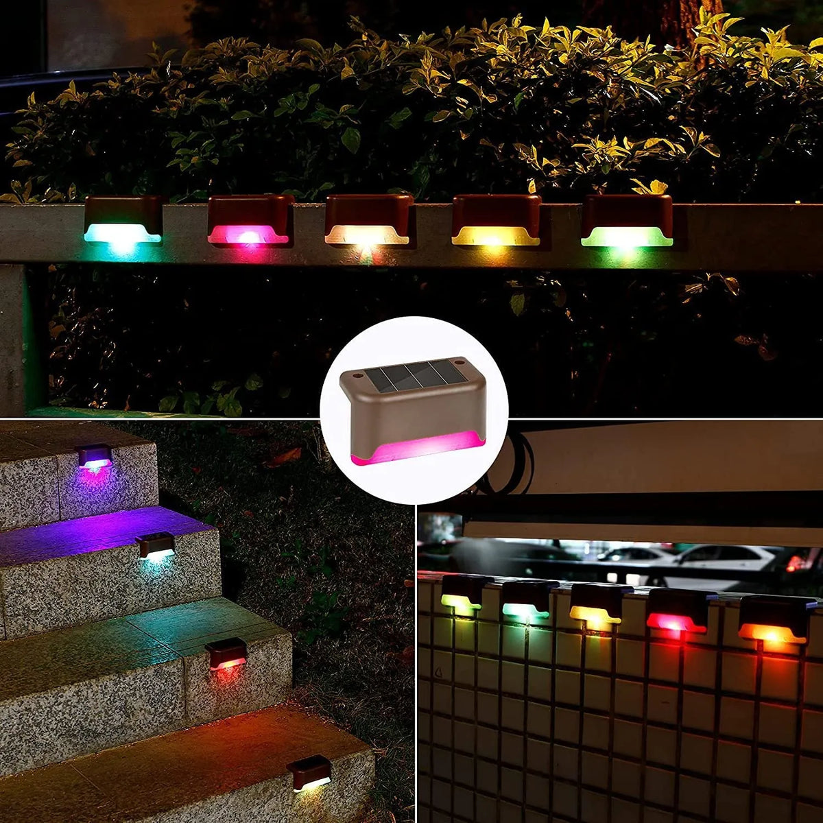 Solar step light LED outdoor garden night light for stairs, brown, warm light, waterproof IP55