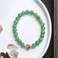 Hand-woven green strawberry quartz bracelet with 7.5mm beads in Chinese style geometric design