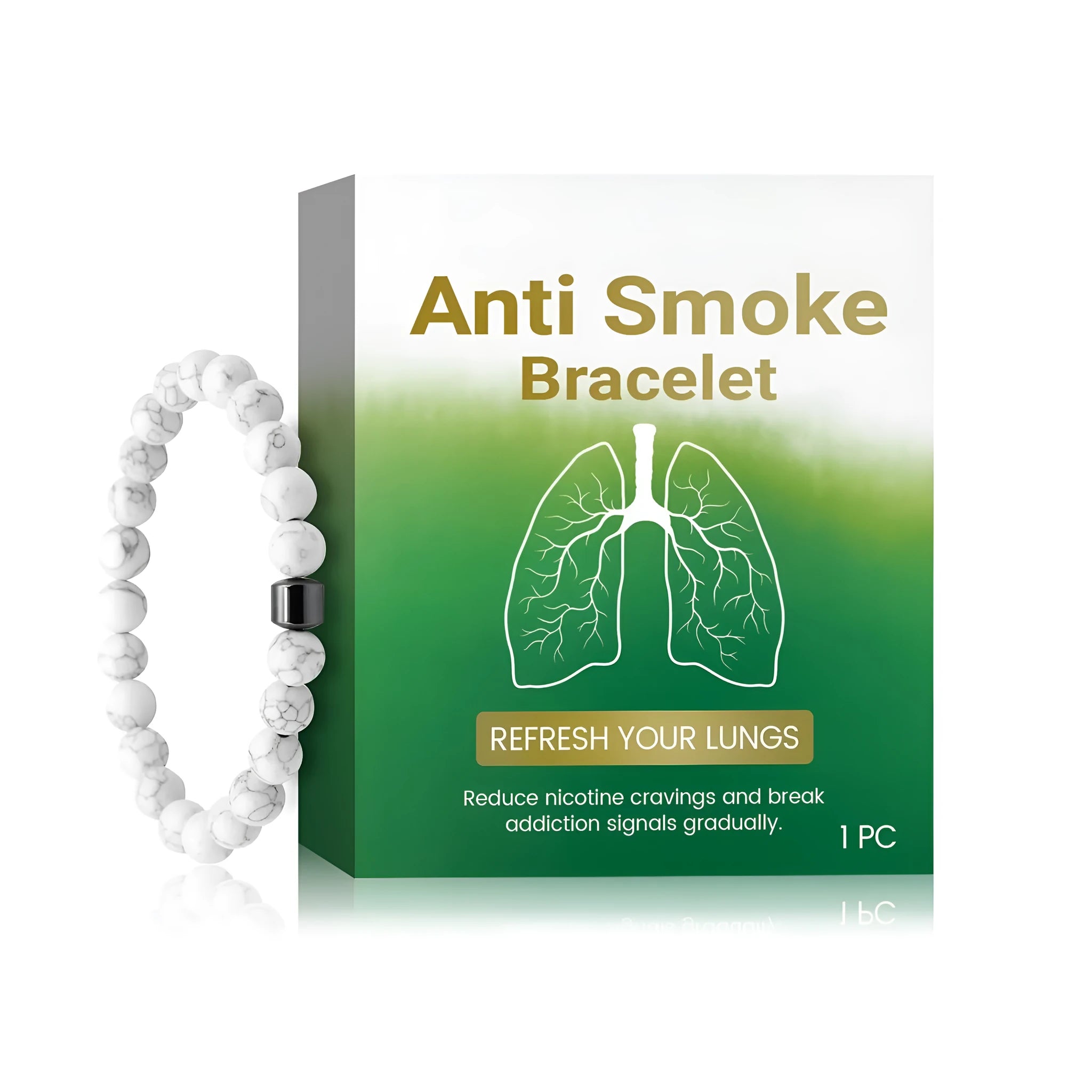 Synthetic turquoise bracelet for women with elastic band, smoke prevention jewellery accessory