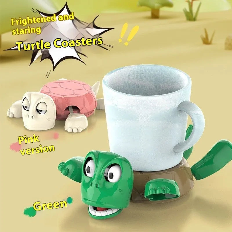 Turtle-shaped ABS plastic coaster in green, yellow, or wheat starch colours for heat insulation