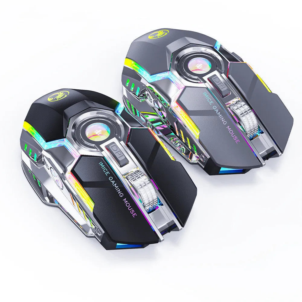 7-button 2.4G wireless gaming mouse with RGB horse racing design in black