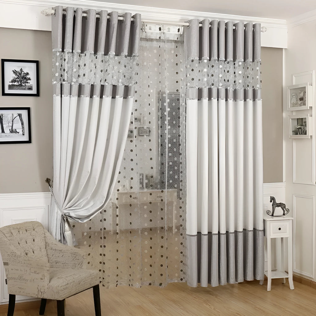 Blackout curtain panel with choice of hook, Korean hook, or ring heading styles