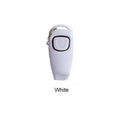 Plastic two-in-one dog training whistle ring in black on white background