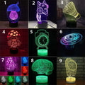Colourful 3D touch LED desk lamp with USB cable and optional remote control on study desk