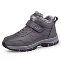 Men's high-top fleece-lined waterproof hiking shoes in solid colour YS9706 Black with front lace-up closure