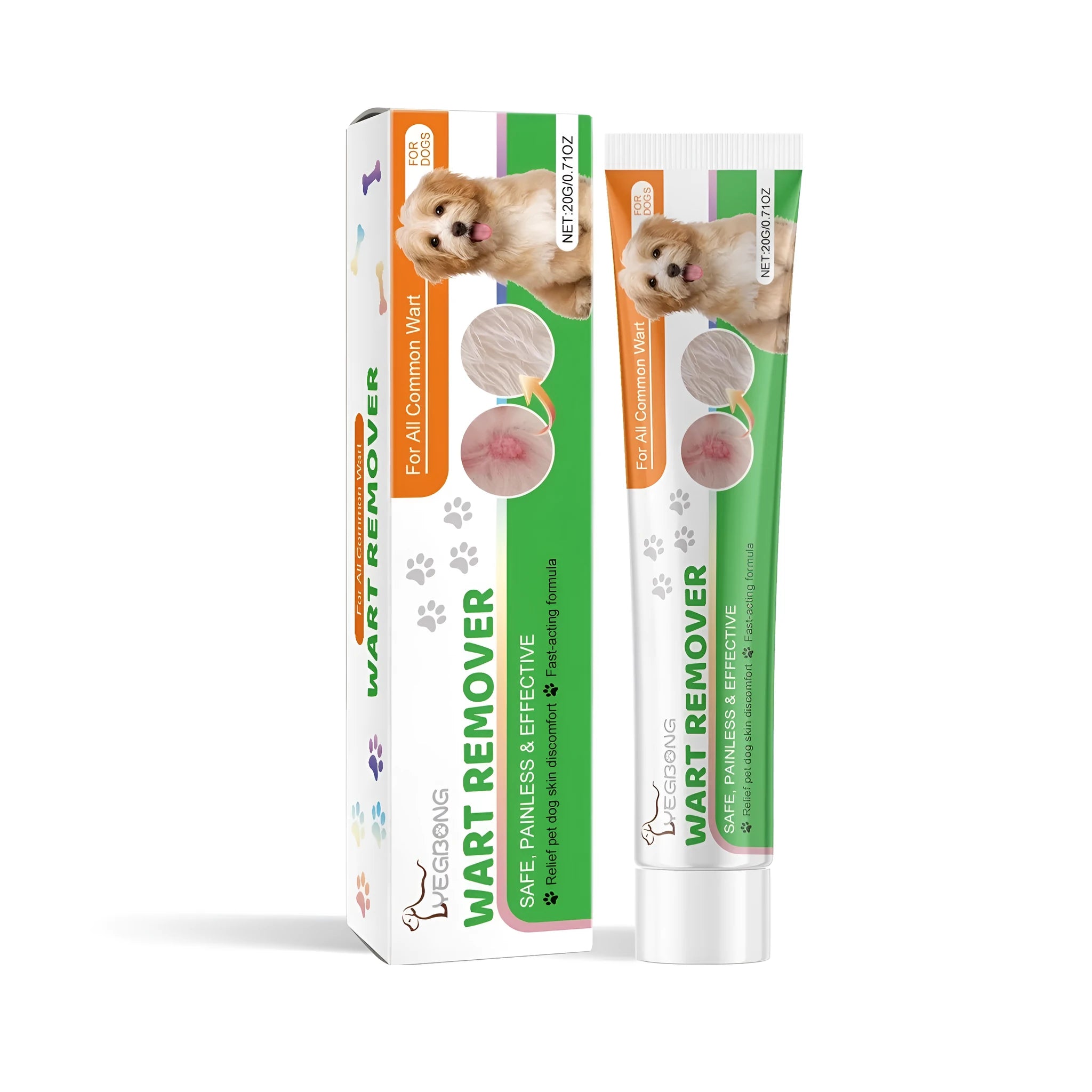 Dog skin patch slow-release cream 20g tube with 1.9 x 11.2 cm patches