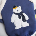Dark blue fleece-lined dog winter coat with cotton outer material in size L
