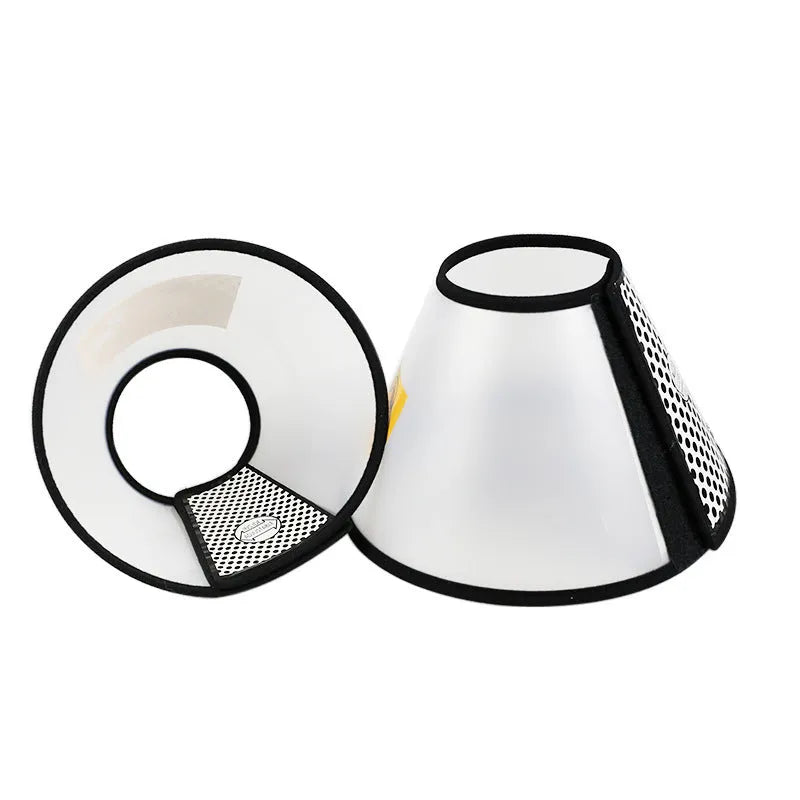 Transparent PP pet cleaning ring with Velcro closure shown in a size suitable for small to medium dogs