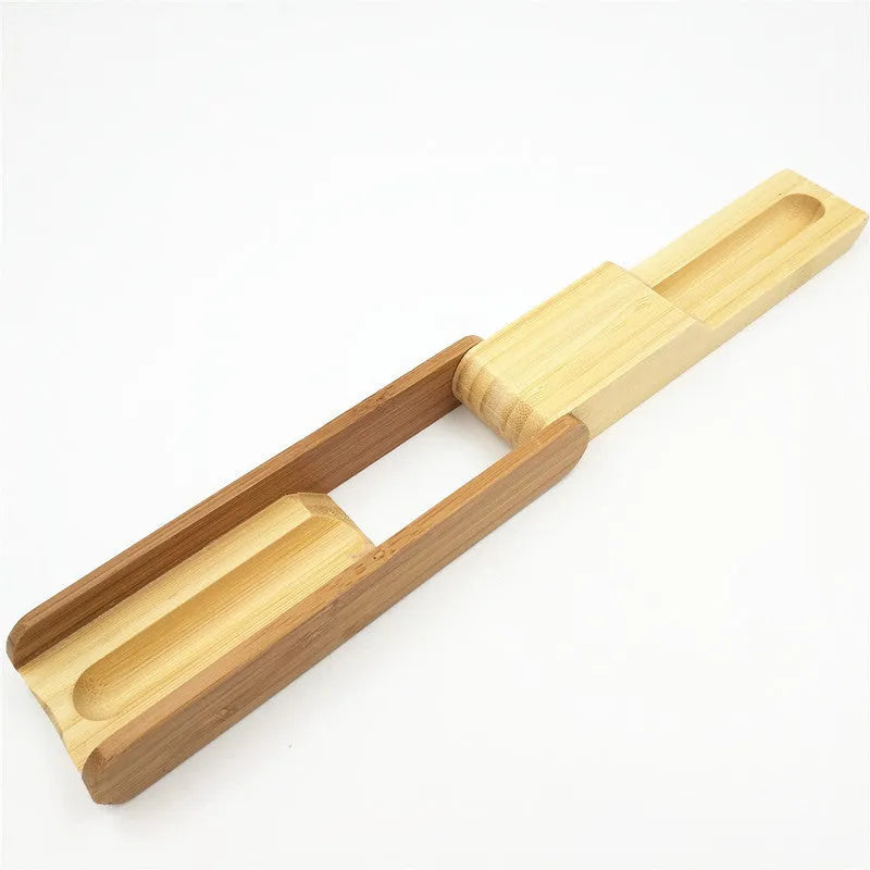 Bamboo ballpoint pen set with pen case, folded single cartoon design, true colour, grinding process