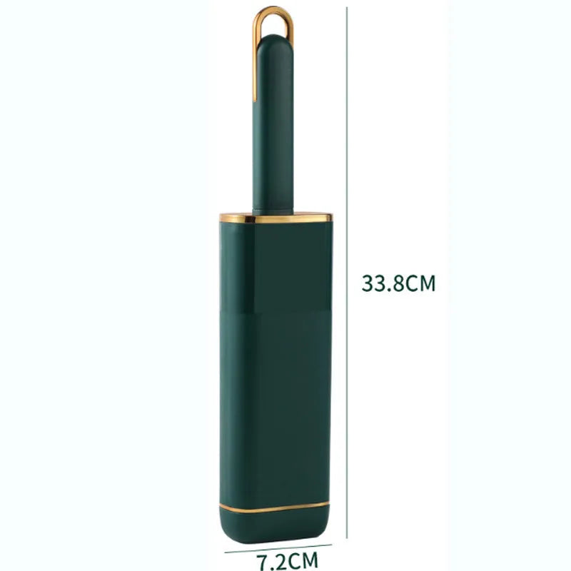 Blue, green, and white pet hair remover brush with a storage box base.