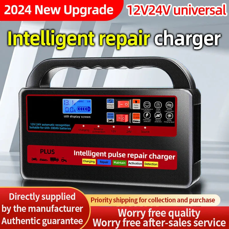 Fully automatic car wagon charger 12V/24V for lead acid batteries, W08 British standard, 800g