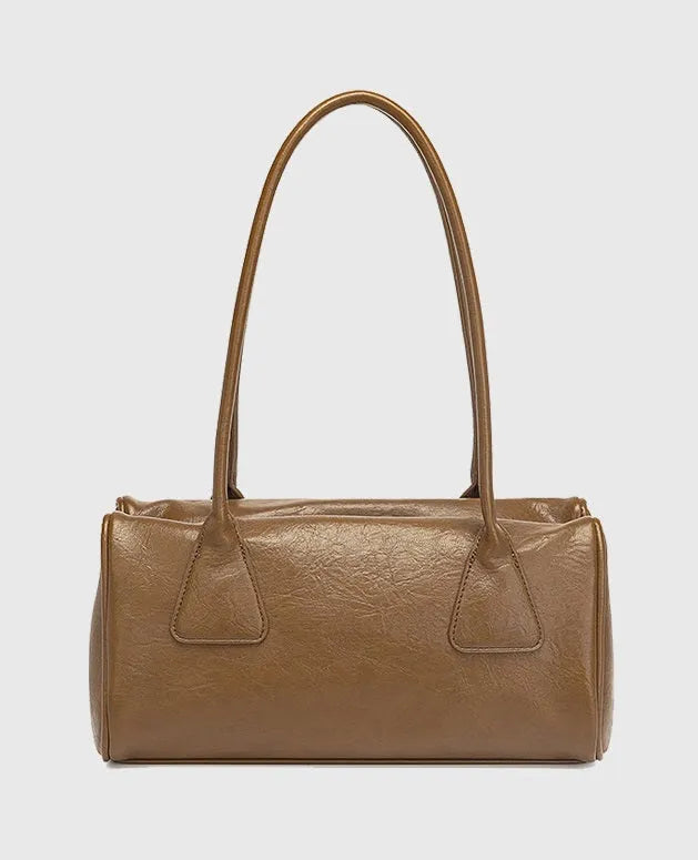 PU shoulder underarm bag, horizontal square shape, 32x16x15 cm, with zipper pocket and double shoulder straps