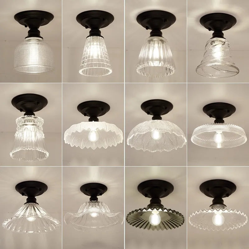 American retro single-head glass pendant ceiling lamp with 220V voltage