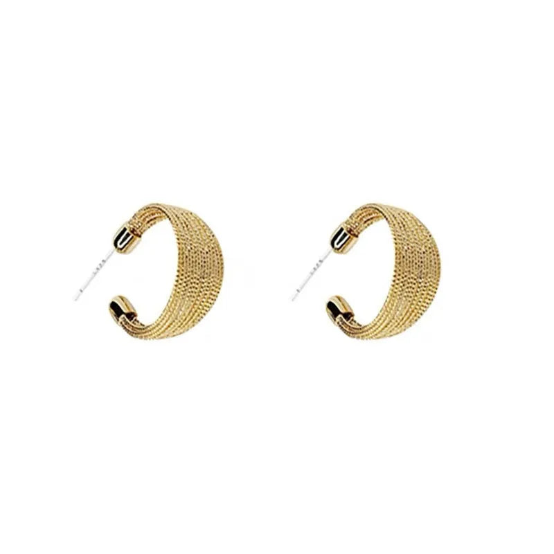Geometric multi-layer copper earrings with stud and clip options in silver and gold finishes